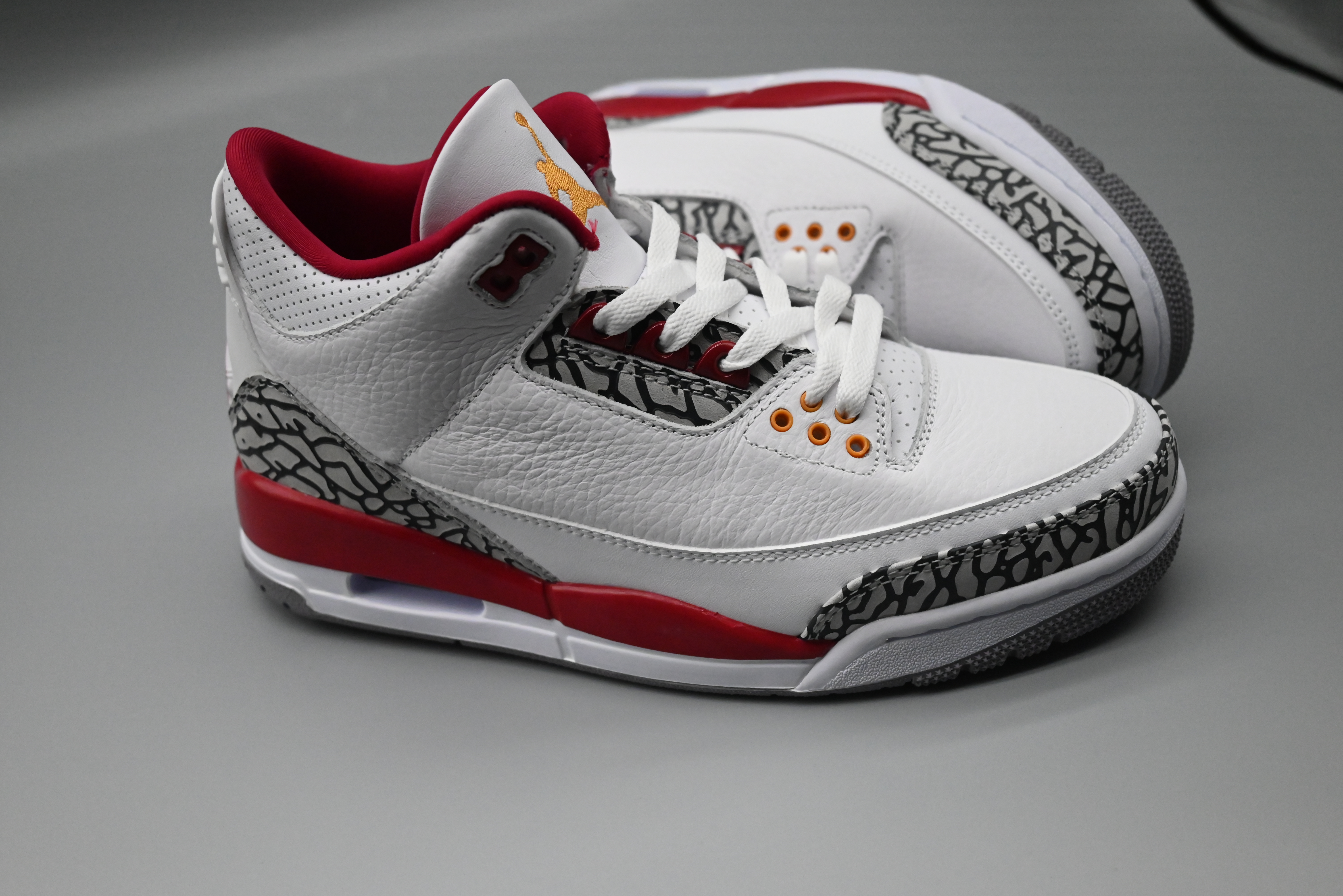 2022 Men Air Jordan 3 Retro White Red Grey Cement White Shoes